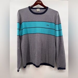 Wezc Stockholm Sweden Cotton Blue Striped Pullover XL